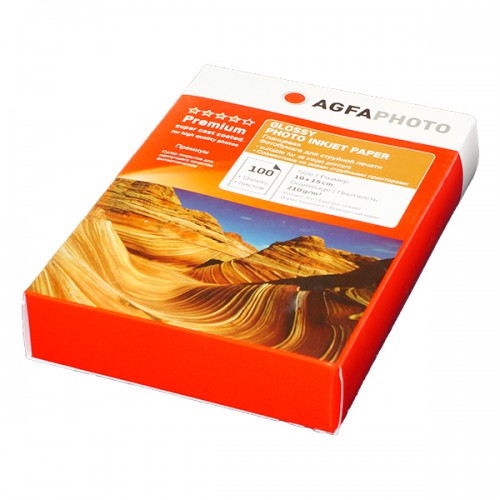 Фотобумага для струйной печати глянцевая 4R(10x15), 210 г/м2 ,100л,цв.пакет AGFA