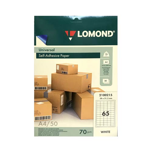 Адресные наклейки  65-дел A4, 50л (38,0*21,2) Lomond