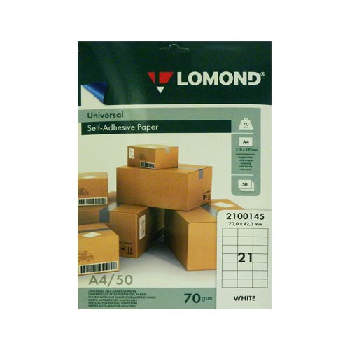 Адресные наклейки  21-дел A4, 50л (70*42,3) Lomond