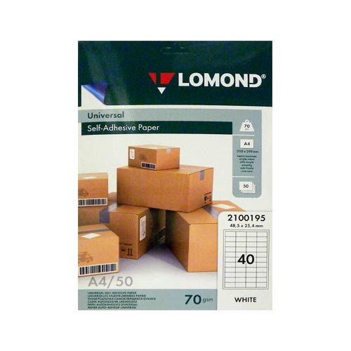 Адресные наклейки  40-дел A4, 50л (48,5*25,4) Lomond